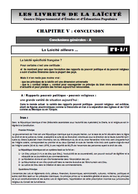 Conclusions générales de ce travail, la Laïcité ailleurs, la Laïcité, valeur universelle